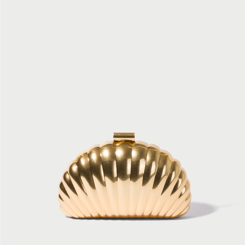 Metallic Shell Clutch Wristlet - Gold